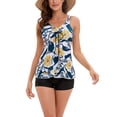 thumbnail image 3 of Avamo Women 2 Piece Tankini Swimsuit Set Floral Print Beachwear Bathing Suit V Neck Swimwear, 3 of 6
