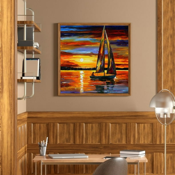 Pintura Por Números De Velero Cielo Azul – Kit De Óleo Sobre Lienzo 40x50 Cm Con Pinceles, Para Adultos Y Niños – W-315