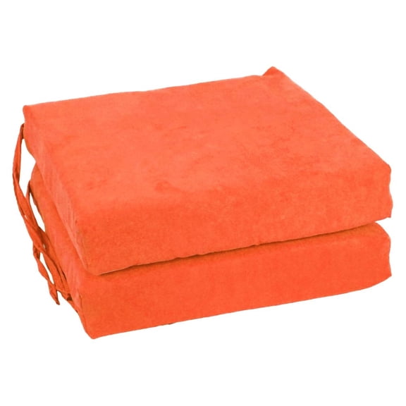 Blazing Needles 16-inch Square Solid Microsuede Chair Cushions (Set of 2) - Tangerine Dream
