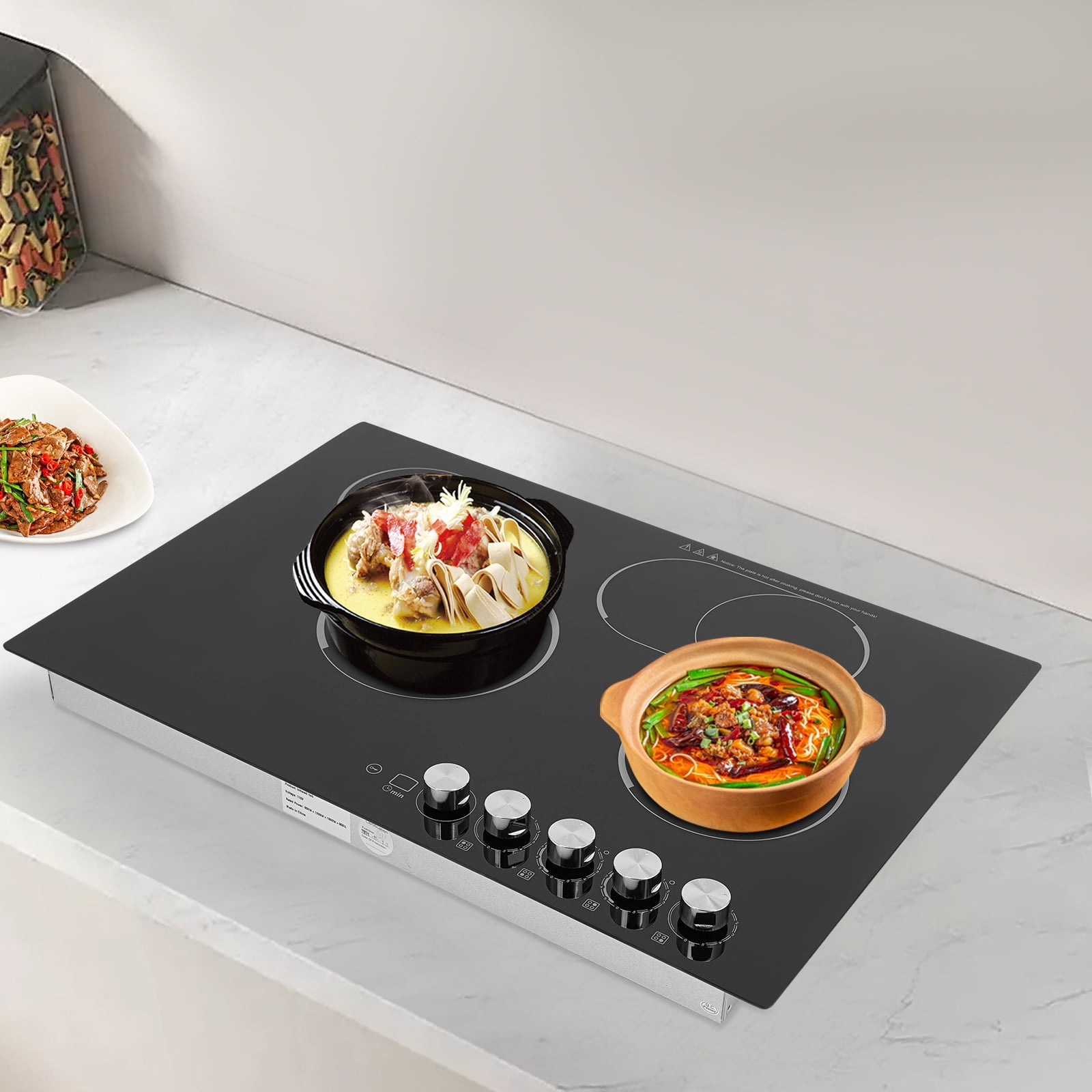 1 PCS Black Electric Cooktop, Electric Stovetop, 4 Burners Electric Cooktop, 110V, 75*51*10cm/29.53*20.08*3.94in