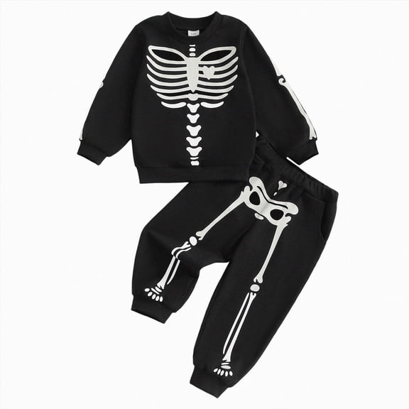 TOWED22 Infant Halloween Outfit Toddler Baby Girl Boy Pumpkin Long Sleeve Sweatshirt Pants Waffle Knit Clothes Fall Winter,Black,2-3 Y