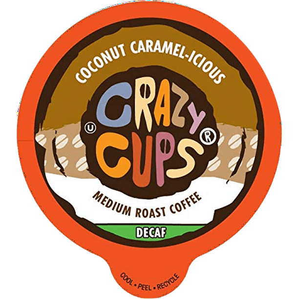 Crazy Cups Decaf Coconut Caramelicious coffee pods, Medium Roast, 22