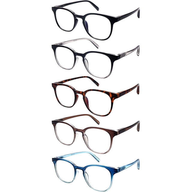 5 Pack Fashion Blue Light Blocking Reading Glasses for Women Men Spring Hinge Eyeglasses Anti UV Computer Readers