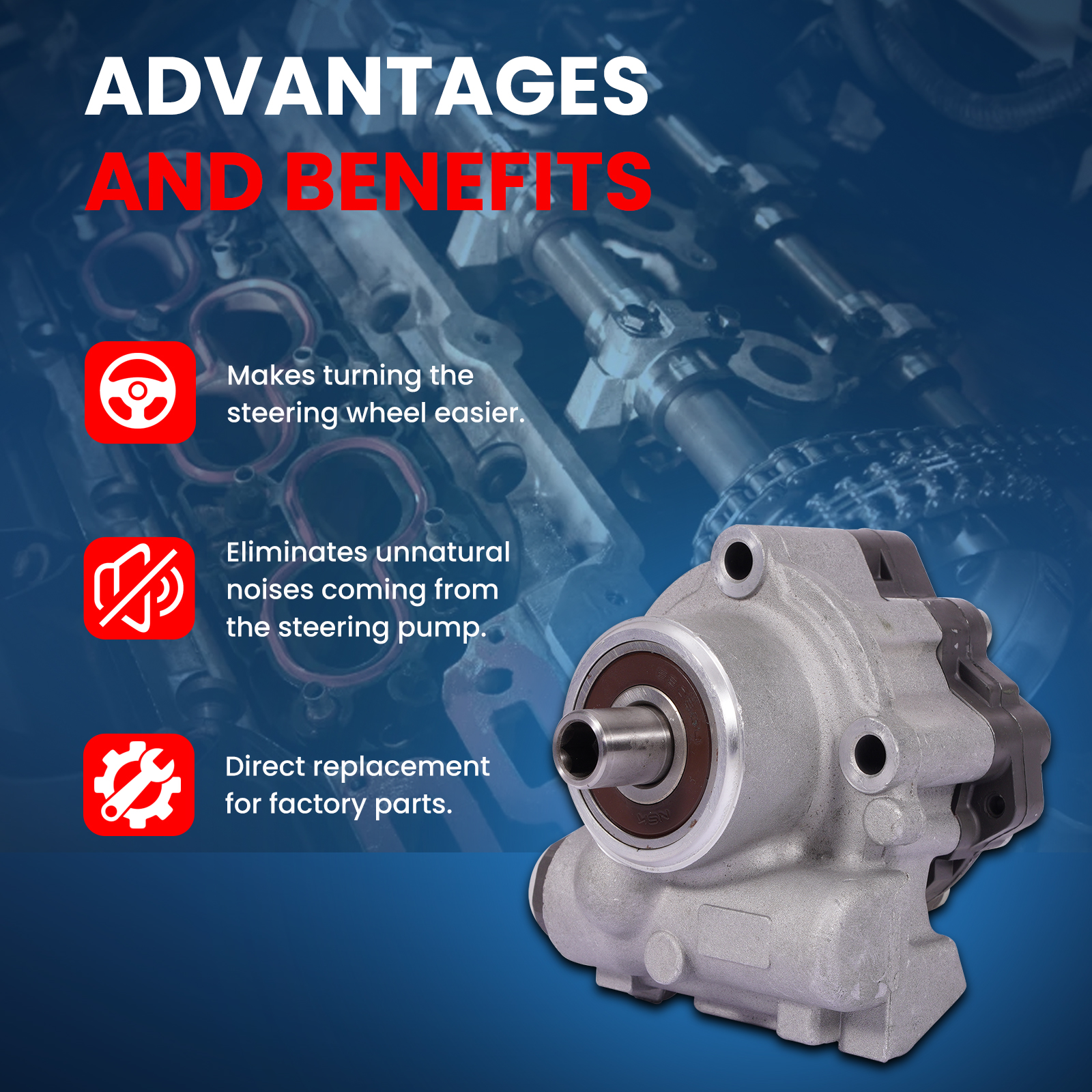 MOCA AUTOPARTS Power Steering Pump Fit for 2002-2008 Dodge Ram 1500 3.7L 4.7L 5.7L
