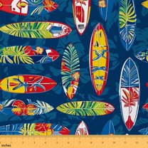 Homewish Tropical Botanical Monstera Fabric by the Yard 3 Yard,Ocean Surfboard Sewing Fabric,Hawaii Holiday Room Decor Fabric by the Yard For Kids,Super Cozy Room Decor