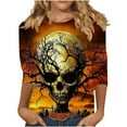 thumbnail image 2 of Quaouag Halloween Shirts for Women Witches Gather Party Tshirt Halloween Witches Graphic Tees Witches Full Moon Art Print Shirt, 2 of 5