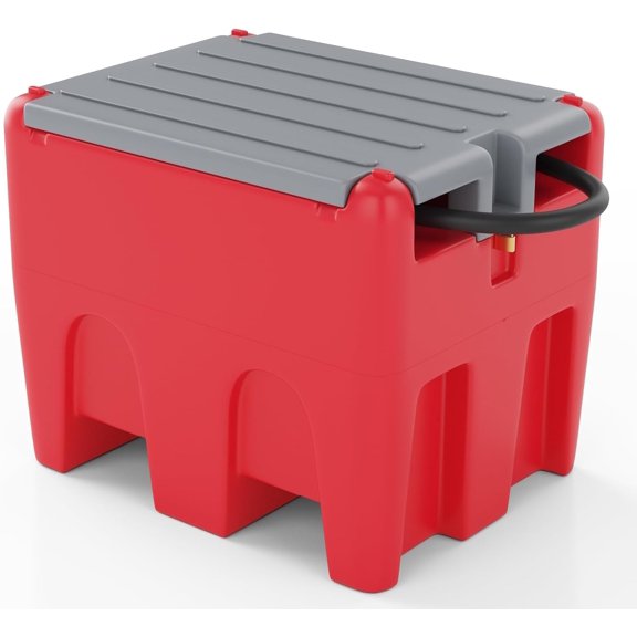 Acekid 58 Gallon Portable Fuel Tank for Gasoline & Diesel, with 12V 10 GPM Pump and 13.1ft Hose, Red