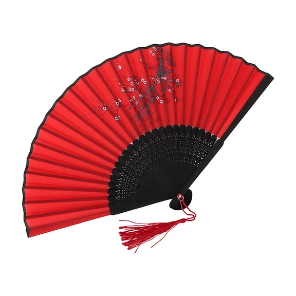 Chinese Style Bamboo Folding Fan, Handheld Dance Fan For Traditional Dance, Wedding Decor, Gift With Retro Pattern And Lightweight Structure For Women Girls
