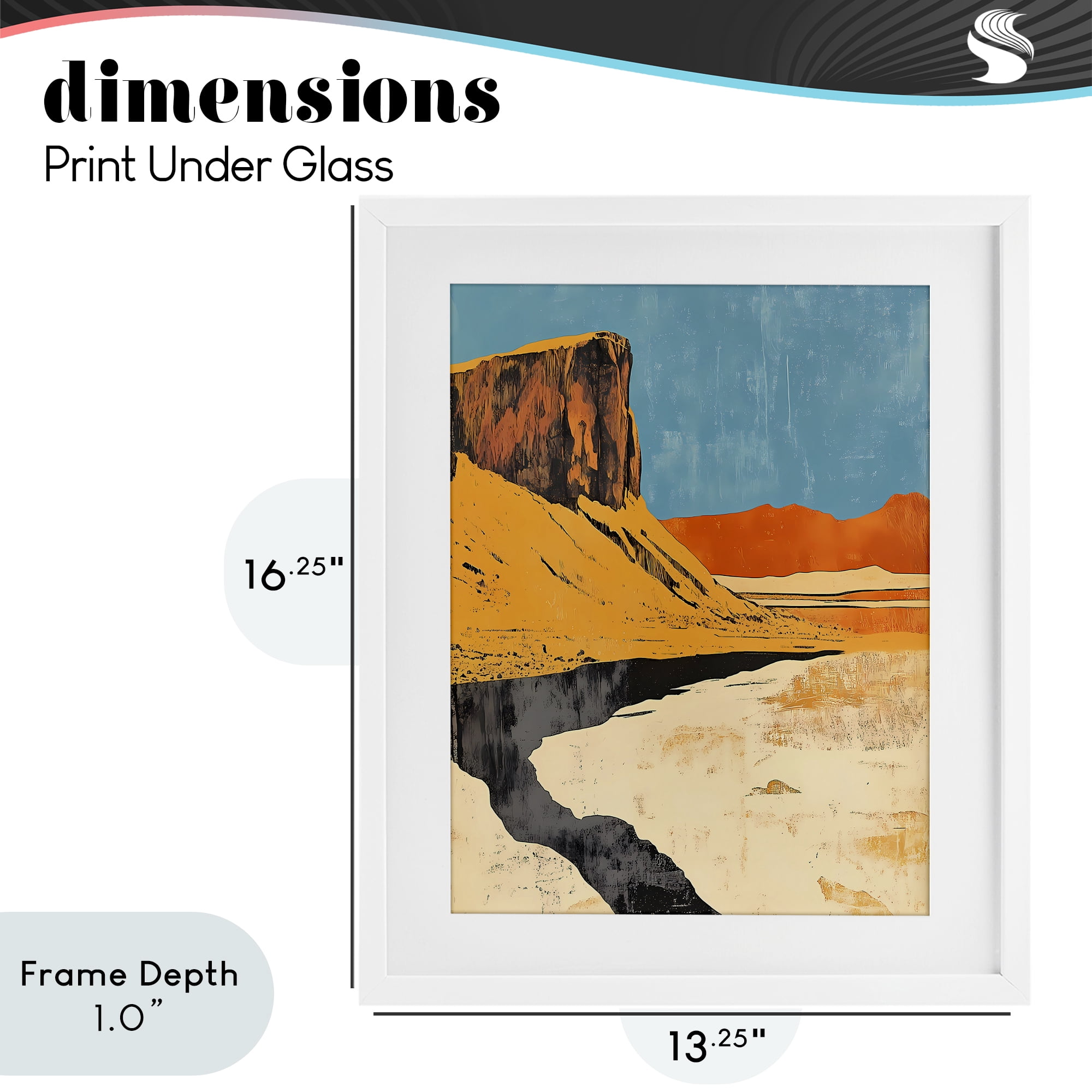 Stupell Industries Canyon Pass Pathway White Framed Print Under Glass, design by Walker Noble