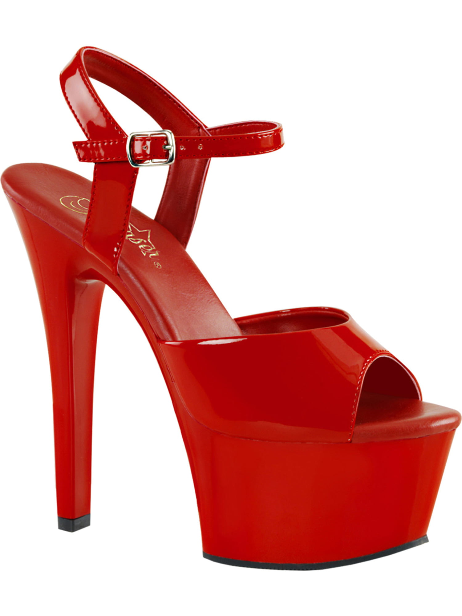 Pleaser - Womens Red Platform Heels Ankle Strap Sandals Open Toe Shoes ...