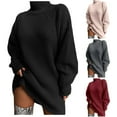 thumbnail image 6 of LEKDFST Womens Fall Sweaters Oversized Neck Drop Shoulder Soft Basic Pullover Sweater Lightweight Long Sleeve Knit Jumper Tops L, 6 of 6