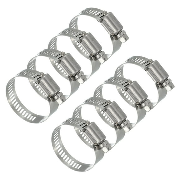 Uxcell 8 Pcs Hose Clamps 0.8-1.5 inch 304 Stainless Steel Adjustable Worm Gear Hose Clamp Silver