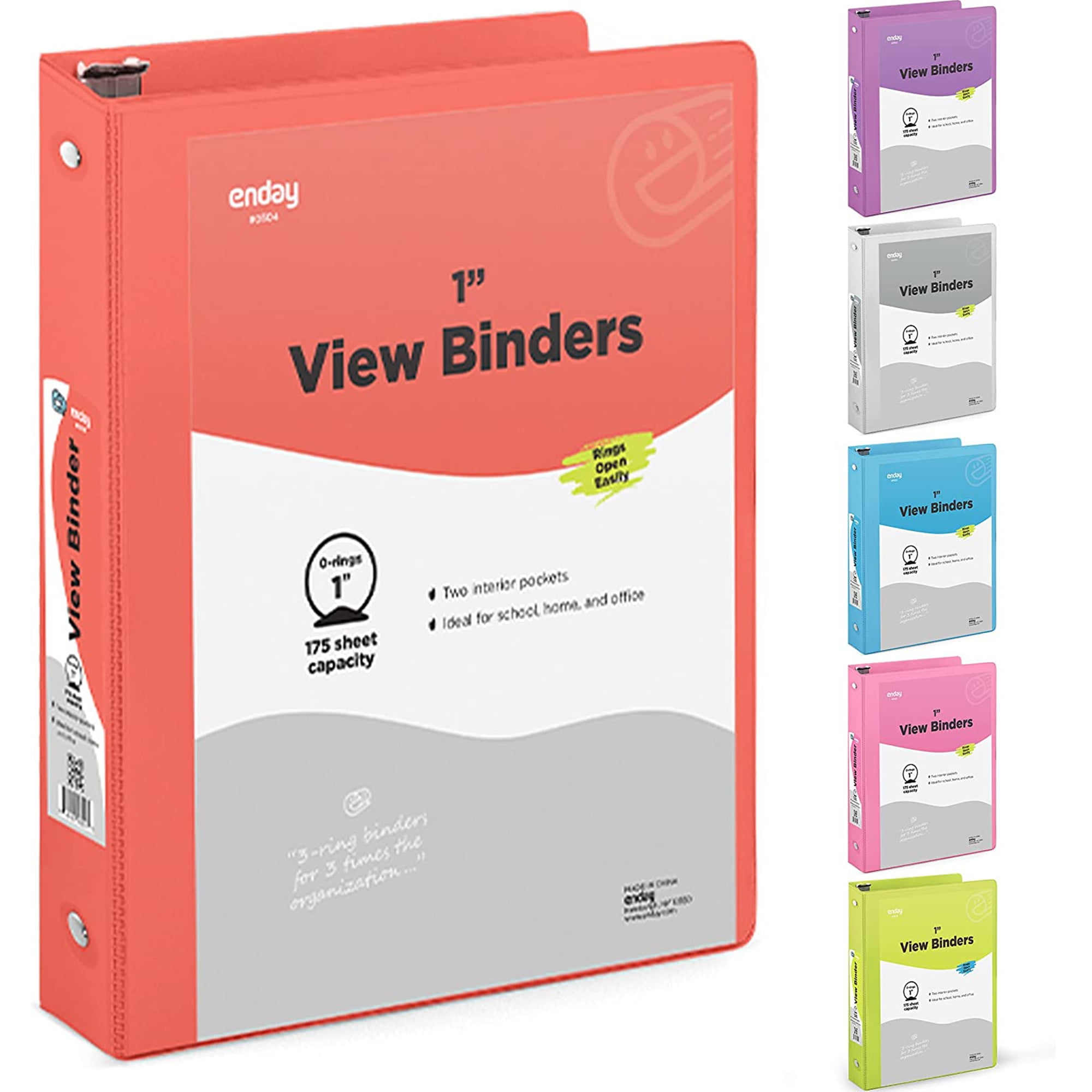 Enday 1 Inch Binder 3 Ring Binders with Pockets for Home, Office