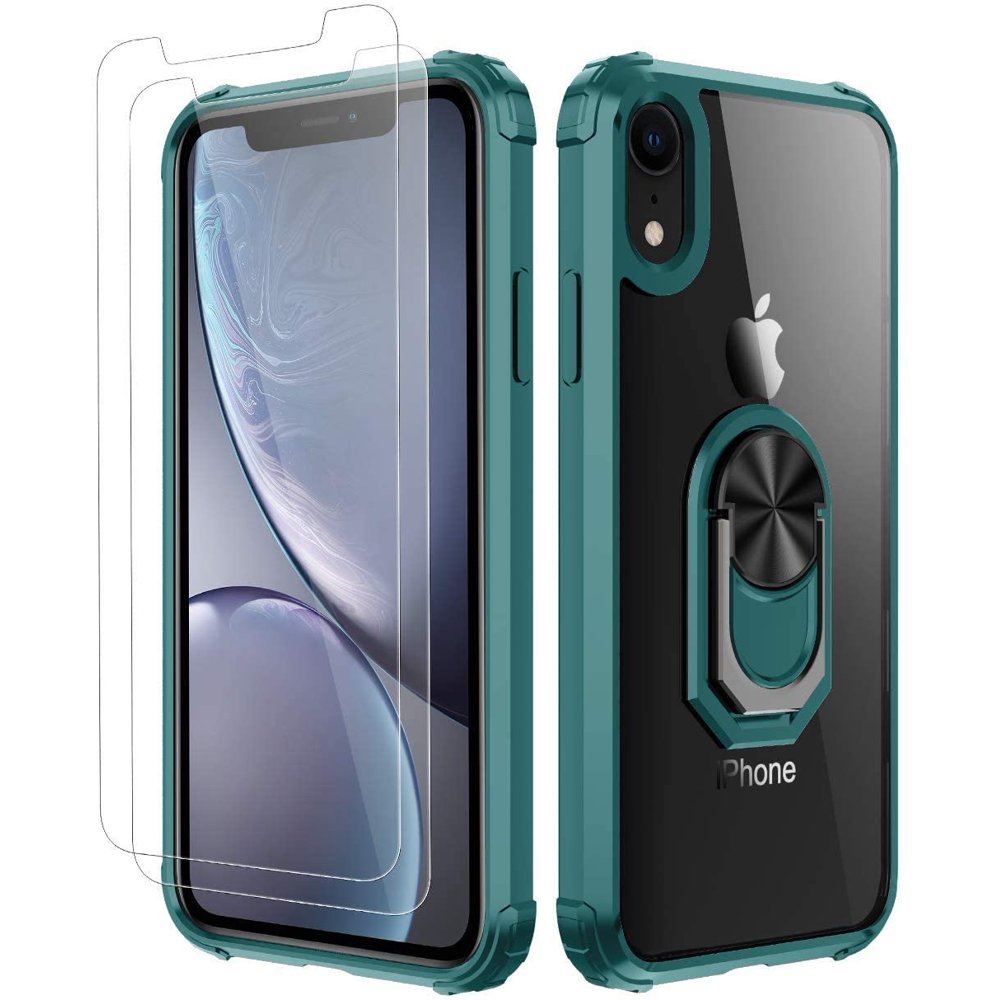 iPhone XR Case,[ Military Grade ] with [ Glass Screen Protector] 15ft
