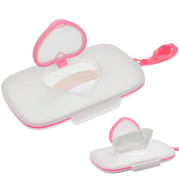 OUNONA Portable Baby Wipes Dispenser with Good Sealing and Hand Strap Design for Travel Use Pink 4.5 x 3.2 x 6.8 inches