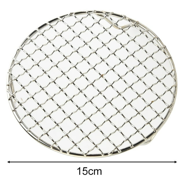 BUYISI Filet de Barbecue Rond en Acier Inoxydable 15cm-60cm avec Pied, Grille de Refroidissement, Support de Barbecue pour Camping Extérieur 15cm