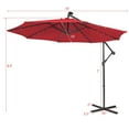 thumbnail image 3 of Costway 10FT Cantilever Solar Powered 32LED Lighted Patio Offset Umbrella Outdoor Wine, 3 of 9