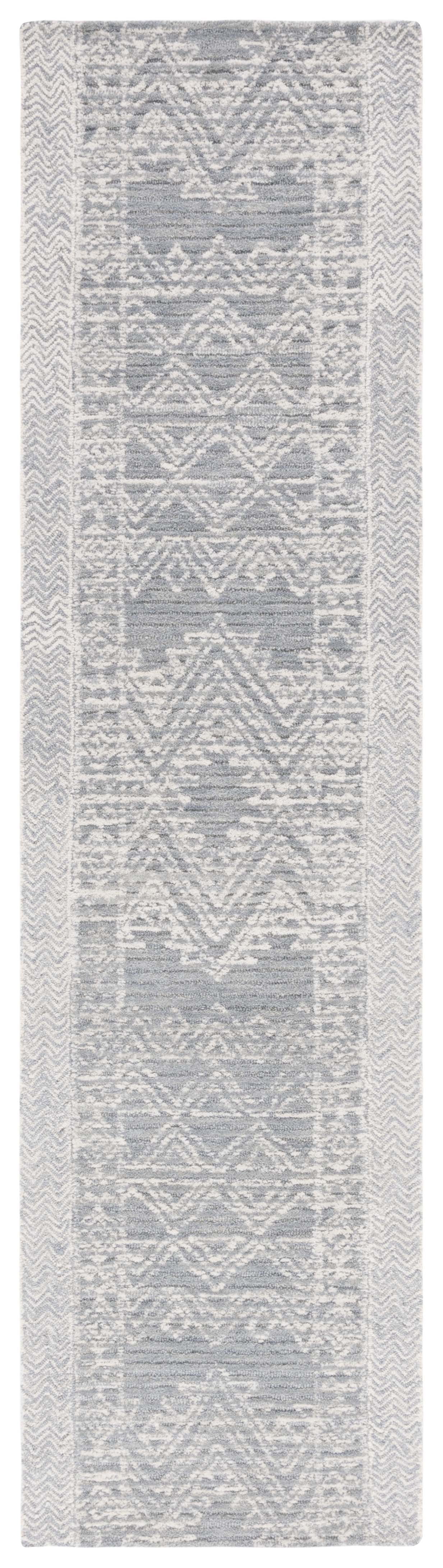 SAFAVIEH Abstract Henry Chevron Wool Runner Rug, Light Blue/Ivory, 2'3" x 9'