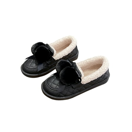 

Crocowalk Women s Flats Comfort Loafers Soft Plush Fleece Casual Shoes Cozy Slip On Loafer Slippers Ladies Lightweight Anti-Slip Warm Shoe Black 7