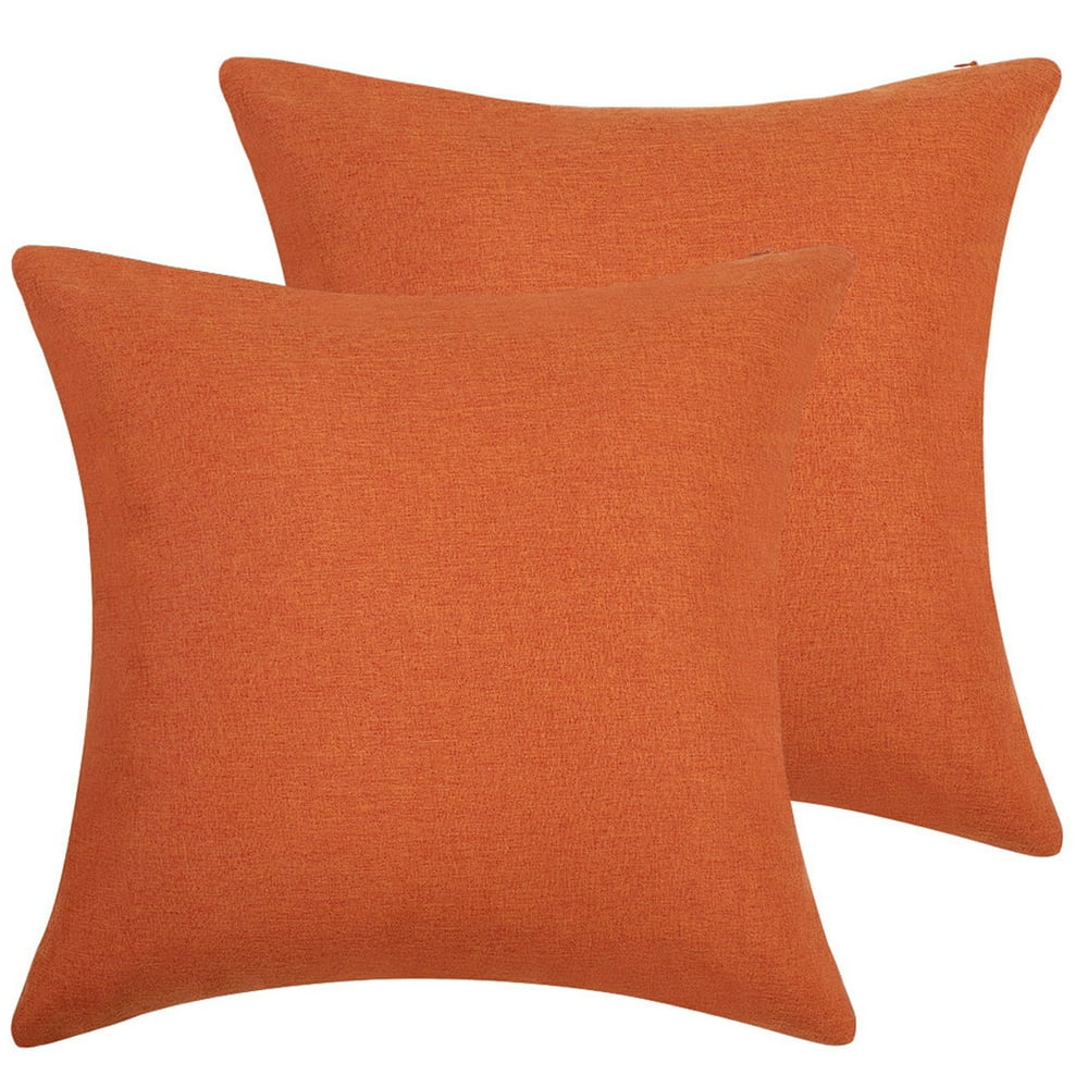 2pcs Solid Waterproof Decorative Throw Pillow Covers Orange 20"x20