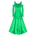 thumbnail image 4 of Raenseen Costume de Danse de Salon pour Femmes, Robe de Compétition Moderne Valse Tango Verte TP, 4 of 7
