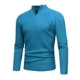 thumbnail image 2 of Miluxas Men's Quarter Zip Pullover Sweater Cable Knit Mock Neck Sweater Classic Casual Sweater Blue L(L), 2 of 4