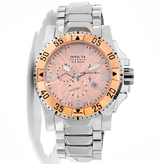 Invicta Men's 10890 Reserve Excursion Rose Gold Textured Dial Rose Gold Tone Bezel Chronograph Stainless Steel Dive Watch