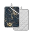 thumbnail image 2 of Pot Holders Set of 2 Heat Resistant 338℉ Kitchen Oven Gloves Potholder Cooking Baking Microwave Mitts Golden Rose Flower, 2 of 7
