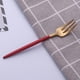 thumbnail image 2 of Tenedor de acero inoxidable para cena, cubiertos para pastel, tenedor de postre idealsgarden Rojo + dorado, 2 of 7
