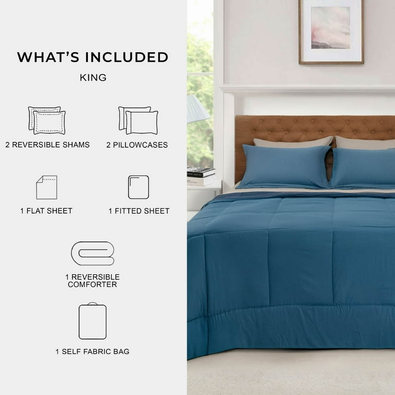 Mainstays All in One Reversible Comforter and Sheet Set- 7 Piece