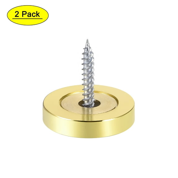 25mm Mirror Screws Decorative Cap Cover Nails Polished Gold 2Pack
