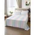 thumbnail image 2 of Colorful Striped Flat Sheets Only King Size, Soft Breathable Bed Top Sheets for Mattress, Rainbow Color Stripes Luxury Bedding Flat Sheets for Home Hotel Bedroom Bed Protection, 2 of 9