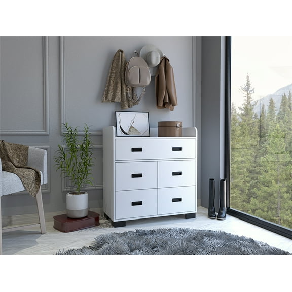 Cterwk 5 Drawer Dresser for Living Room, Bedroom, White
