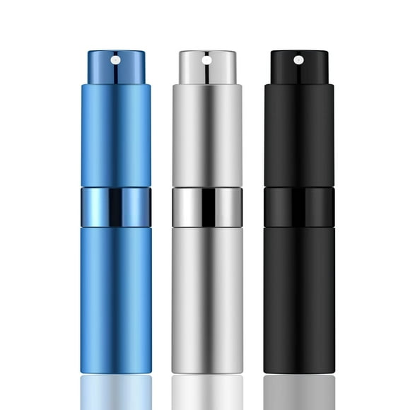 IRON BILL 8ML Mini Atomizer Perfume Travel (Matte Black&Silver&Blue) Refillable Bottle Portable Spray Bottle for Cologne and Perfume (3pcs)
