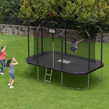 AOTOB 14x8ft Large Rectangle Trampoline for Kids and Adults,Big Outdoor Trampoline with Enclosure Net - Supports Up to 440 lbs,Birthday Party Gifts,Black
