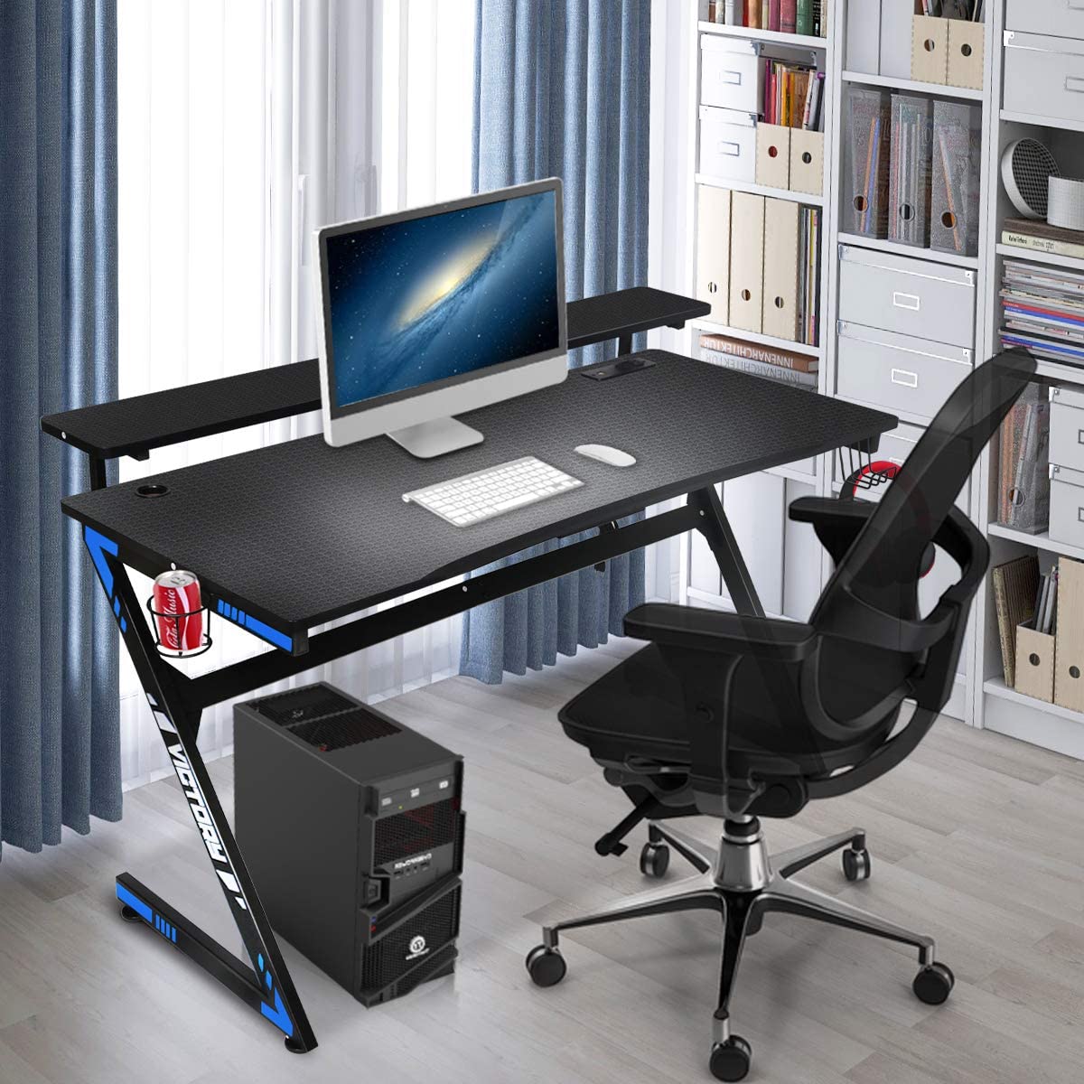 ZenSports 55 inch Large Computer Desk Home Office MDF Writing Desk  Workstation Black