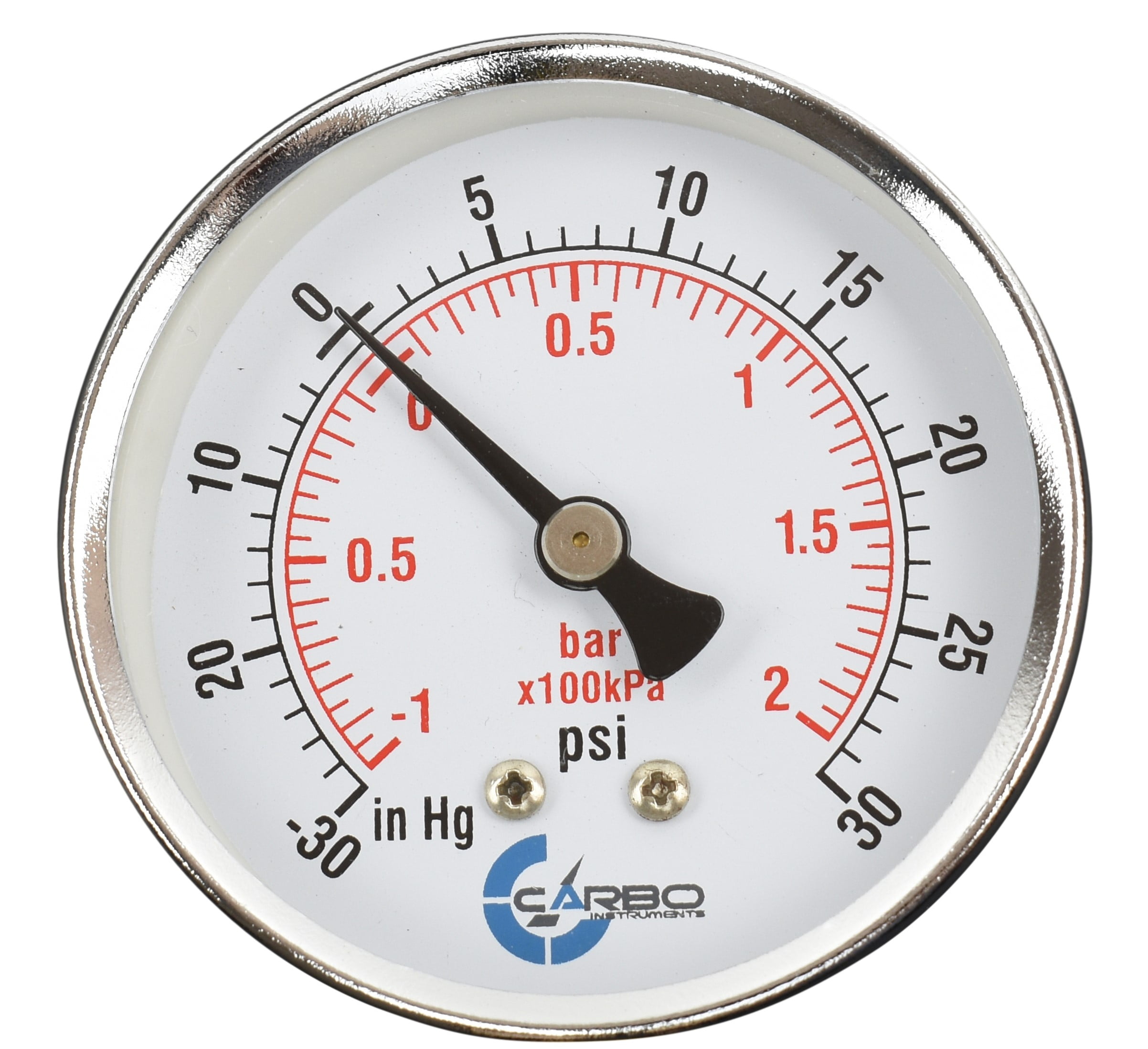 CARBO Instruments 2 1/2" Pressure Gauge, Chrome Plated Steel Case, Dry