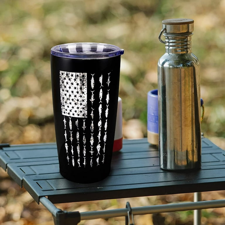 Fishing Gifts for Men - Stainless Steel American Flag Tumbler Cup