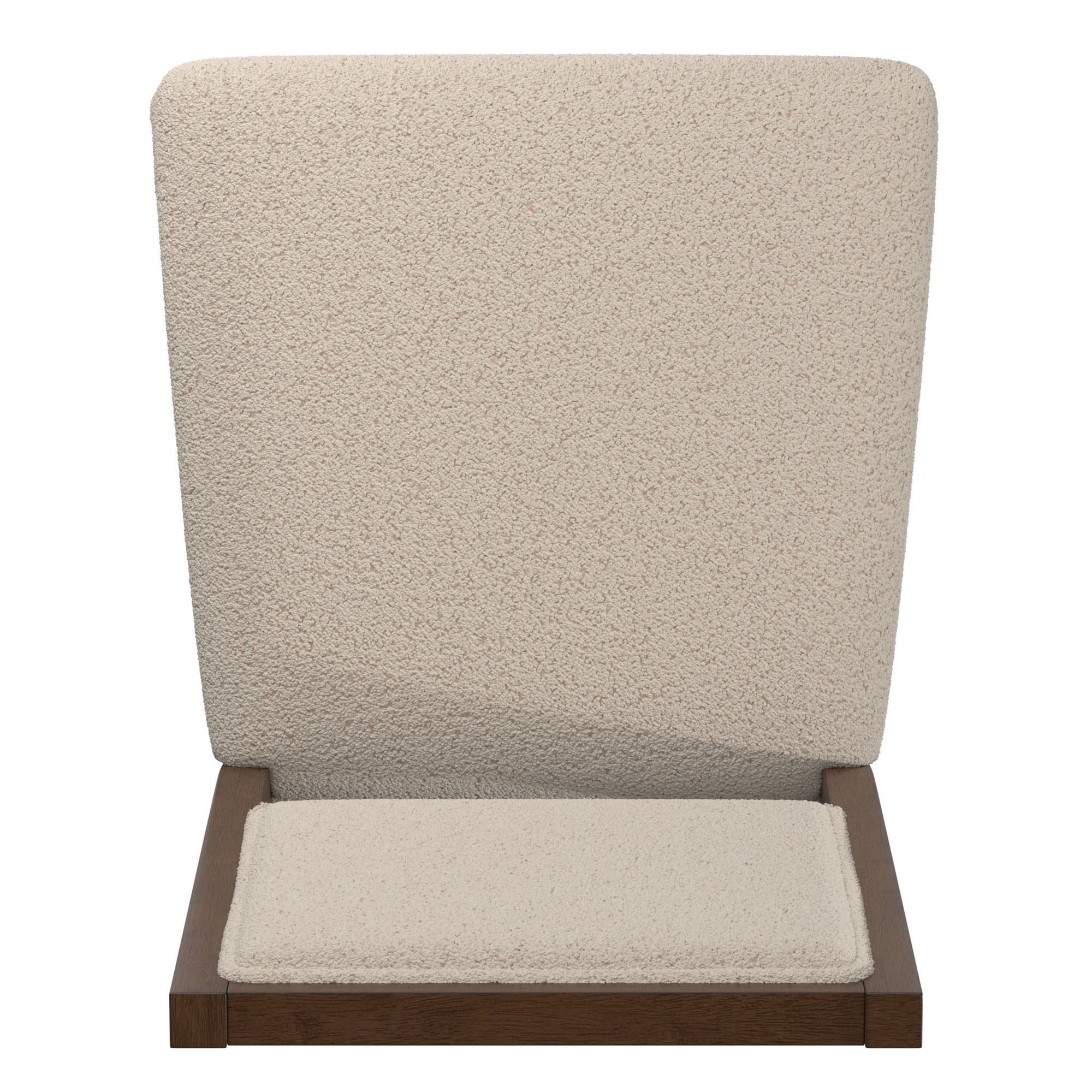 Weston Home Alta Wood Finish Cream Boucle Fabric Dining Chair, Set of 2, Walnut