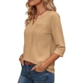 thumbnail image 4 of GUACER Womens 3/4 Sleeve Tops Casual Pintuck V Neck Relaxed Fit Blouses Trendy Tops for Ladies, 4 of 8