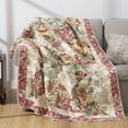 thumbnail image 2 of Chezmoi Collection Lunaria 1-Piece Floral Patchwork Quilted Throw - Soft Breathable Vintage Washed Cotton Reversible Quilt for All Seasons. Throw Blanket, 2 of 9