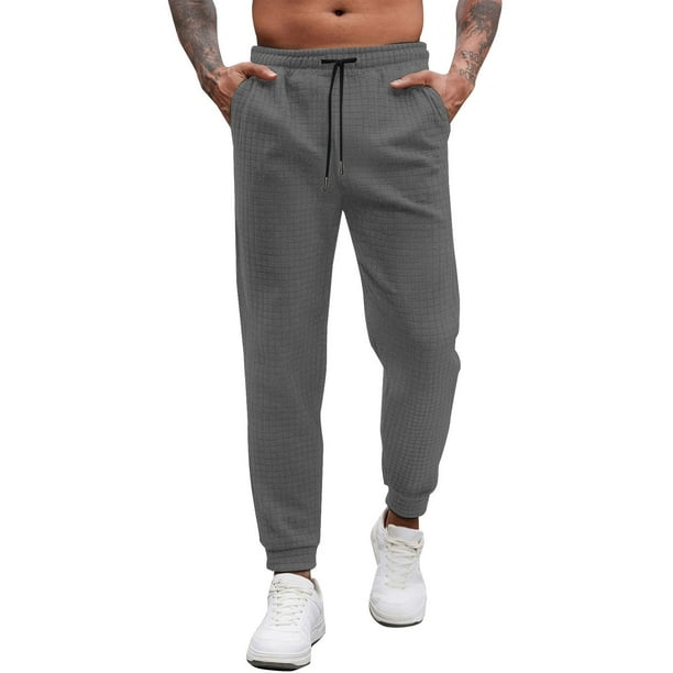 Pantalones largos para hombre, informales, de moda, con cintura elástica, lisos, largos y elásticos, de poliéster
