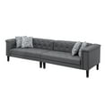 thumbnail image 3 of Lilola Home Sarah Gray Vegan Leather Tufted Sofa With 4 Accent Pillows, 3 of 3
