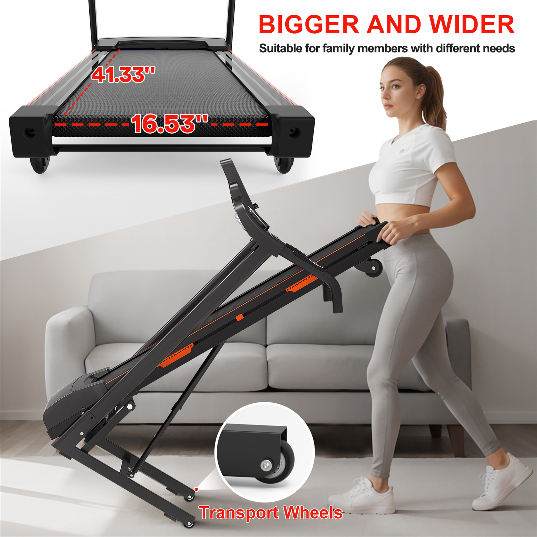 Aukfa Treadmill with Auto Incline, 330 lb Capacity, 3.25 HP Folding Electric Treadmill Running Machine 9 mph Max Speed