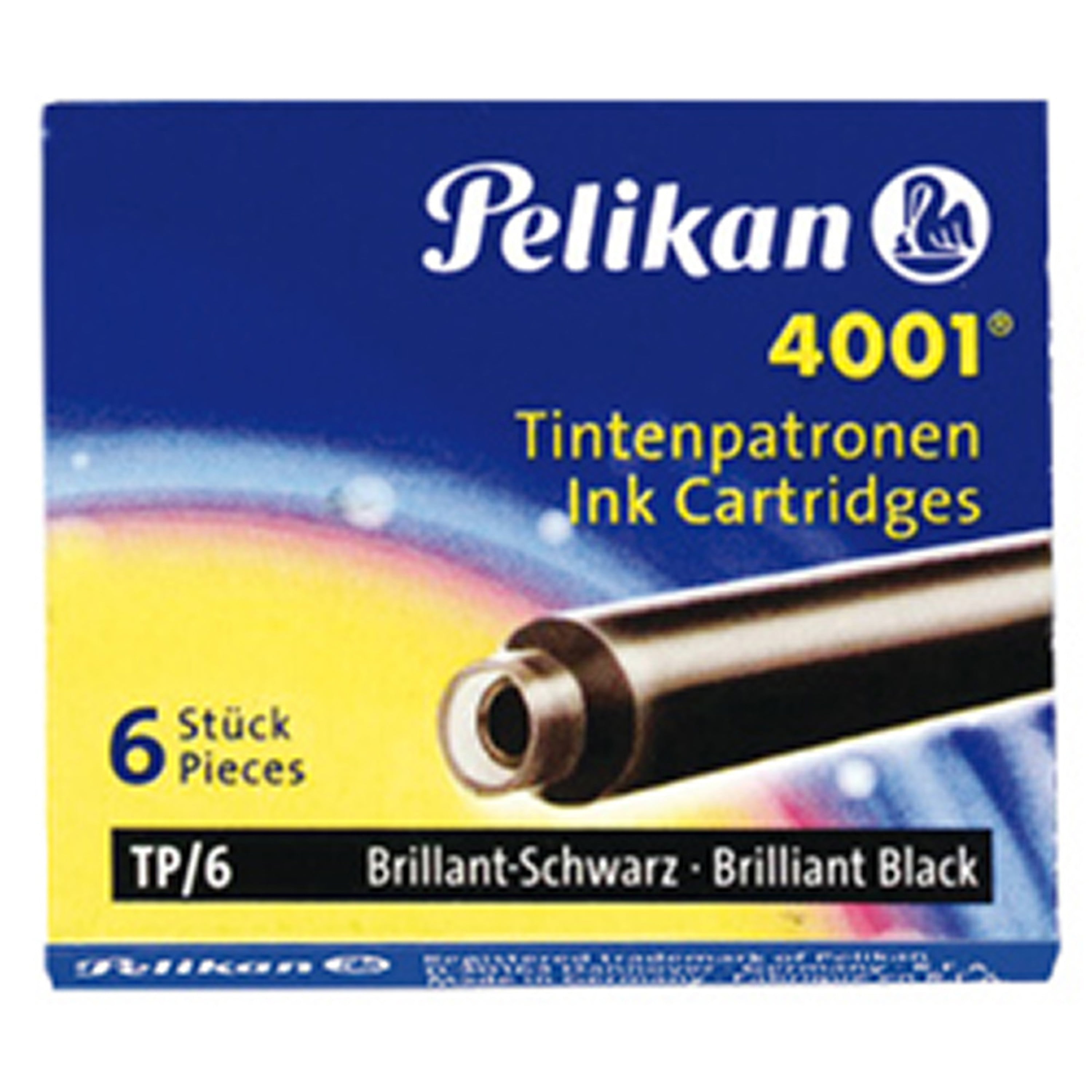 Pelikano Junior Pen Refills, Brilliant Black, 6/Pkg