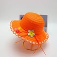 thumbnail image 2 of ZACPNCV Baby Country Straw Hat with Bow Kids Wide Brim Sun Cap UPF 50+ Breathable Fisherman Bucket Hat for Outdoor Protection Orange Free Size, 2 of 4