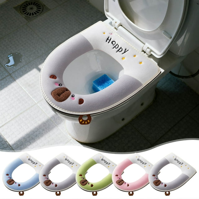 mfyjkho Funda de inodoro elástica gruesa | Anillo de inodoro de punto lavable y cálido para invierno | Diseño envolvente | Fácil de instalar y limpiar