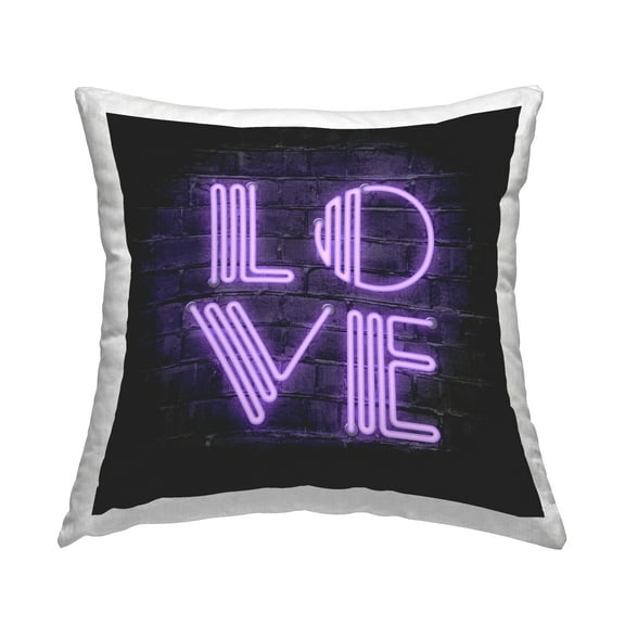 Stupell Industries Purple Neon Love Word Urban Design Design by Martina Pavlova Throw Pillow