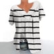 thumbnail image 1 of Qucoqpe - Blusa de talla grande para mujer, estilo informal, con estampado de rayas, cuello en V, manga corta, fruncida, para verano, en liquidación, 1 of 5