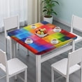 thumbnail image 3 of Colorful Rainbow Checkered Pattern Square Fitted Tablecloth with Elastic Edge,Square Table Cover,Washable Elastic Table Cover for Home Kitchen Party Decor 36"x36", 3 of 6